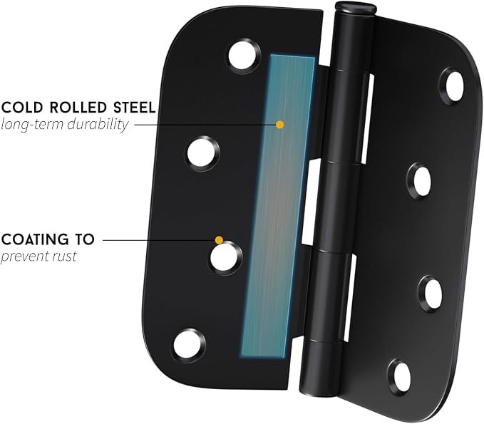 goldenwarm 12 Pack Interior and Exterior Door Hinges, Matte Black Door Hinges 4 - Image 3