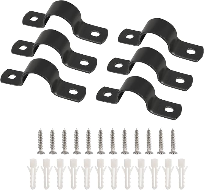Jiozermi 25MM Black U-Tube Strap Clamp, Stainless Steel, Rigid Pipe Strap - Image 5