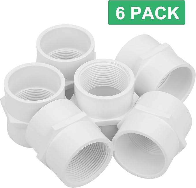 6Pack 1-1/2Inch PVC Female Thread Adapter Pipe Fittings, 2-Way PVC Pipe - Image 6