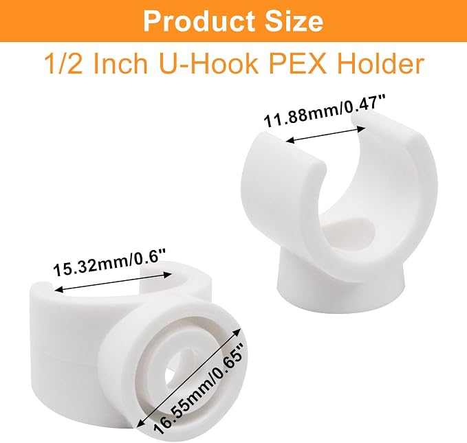1/2 Inch PEX Clips Pipe Clamp 16 mm Pipe Hangers Pipe Holder PEX Tubing Clamps - Image 2