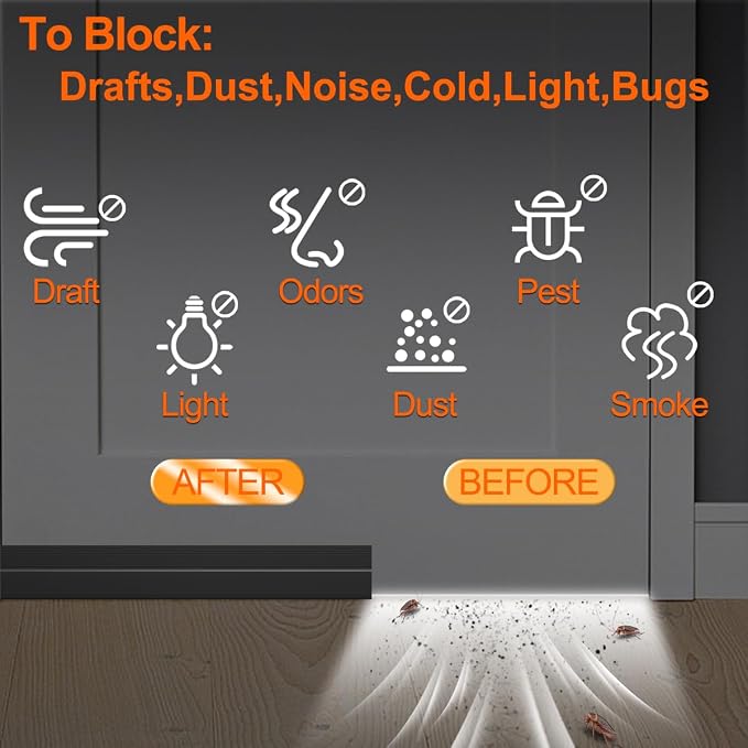 5Pack Door Draft Stopper, Blocks Cold Air, Dust & Light - Image 7