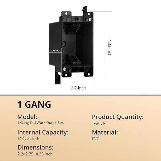 1-Gang 14 cu.in. Old Work Electrical Outlet Box, fire rated - Image 4