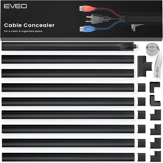 Cord Covers for Wires on Wall - 150in Cable Management Cable Hider - Cord by EVEO