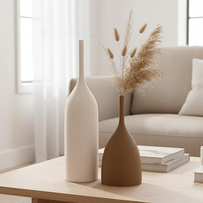 Ceramic Vases Set of 2, Modern Boho Vases by DecoVlog