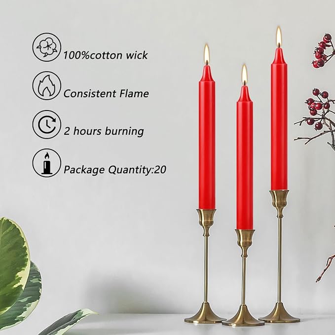 Howemon Red Candles Set of 40, Unscented Mini Taper Candle - Image 2