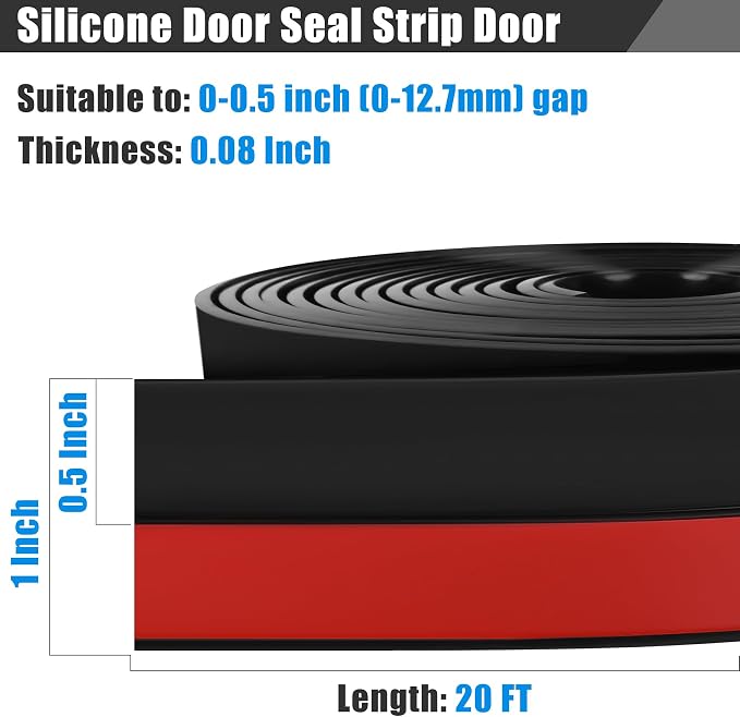 Draft Seal Tape for Doors and Windows 1 in x 20 Ft Silicone Weather Stripping - Image 2