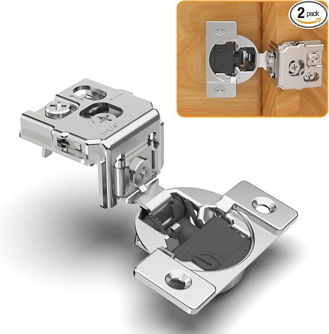 2 Pack 1-1/4" 4D Overlay Soft Close Concealed Hinges by CHIBERY-US