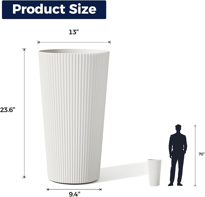 24" Tall Planters for Outdoor Plants Set of 2 - Image 2