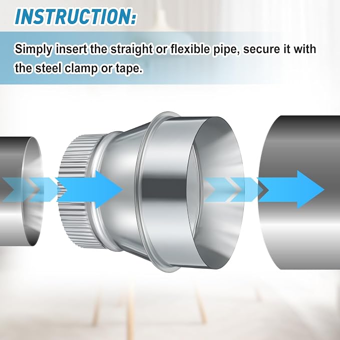 1 Pcs 5 Inch to 4 Inch Duct Reducer Increaser | Galvanized Steel Air Duct - Image 4