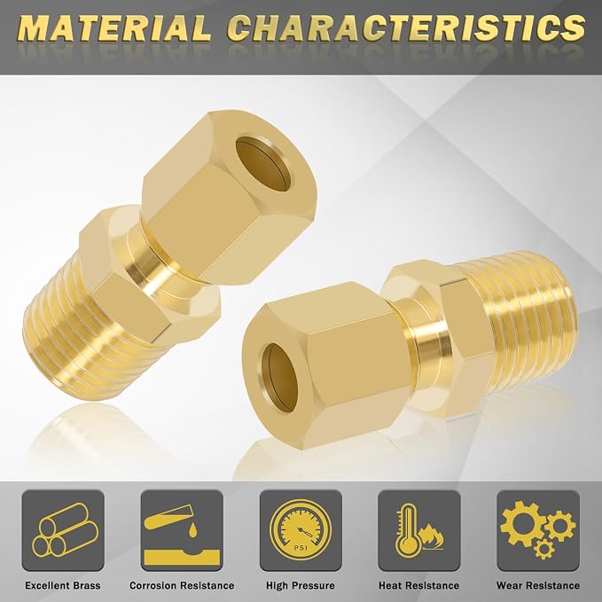 Brass Compression Tube Fitting, Straight Coupling Adapter - Image 4