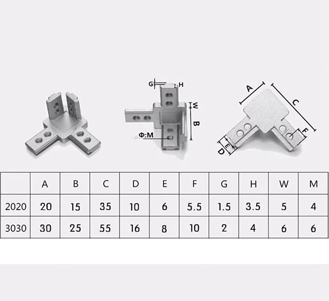 4-Pack 2020 Series 3-Way End Corner Bracket Connector, - Image 7