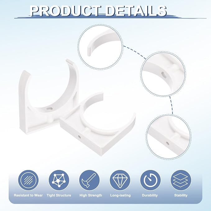 uxcell 2 Pcs PVC Water Pipe Clamps Clips, 90mm ID U-Shaped Water Pipe Buckles - Image 3