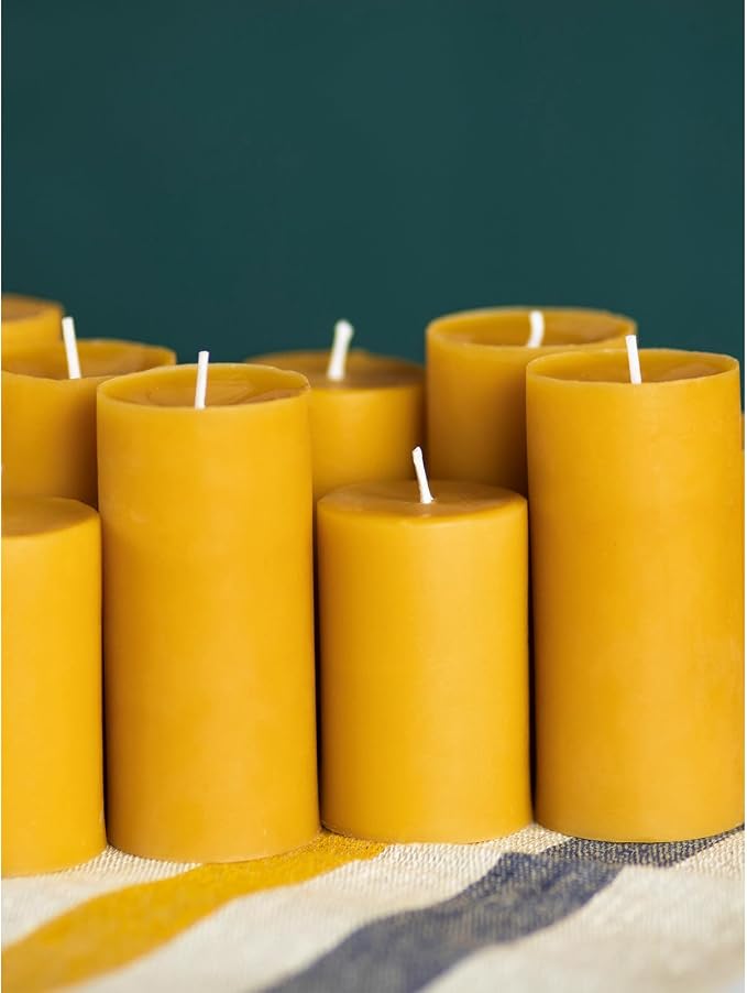 Pure Beeswax Pillar Candles 1.8x4 inch Set of 3-34.5 Hours Burning Handmade - Image 4