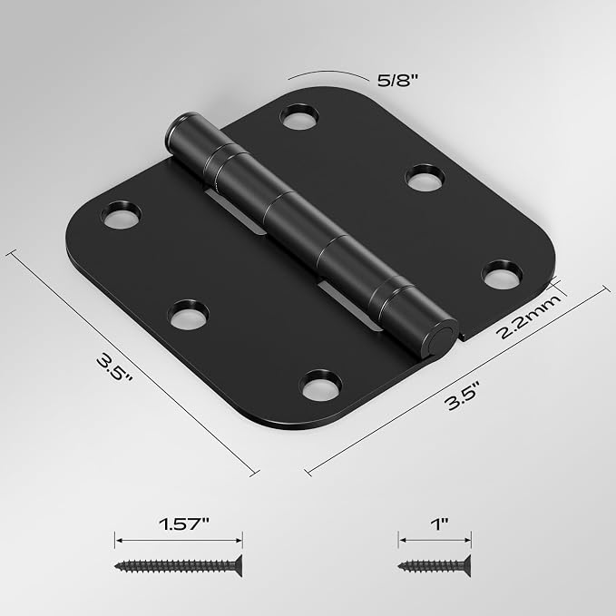 Rounded 24 Pack Black Door Hinges 3.5 Inch 5/8" Radius Ball Bearing | No-Squeak - Image 2