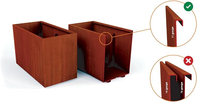 Large Rectangular Planters for Outdoor Plants | 46x20x24 Inch Corten Steel - Image 4
