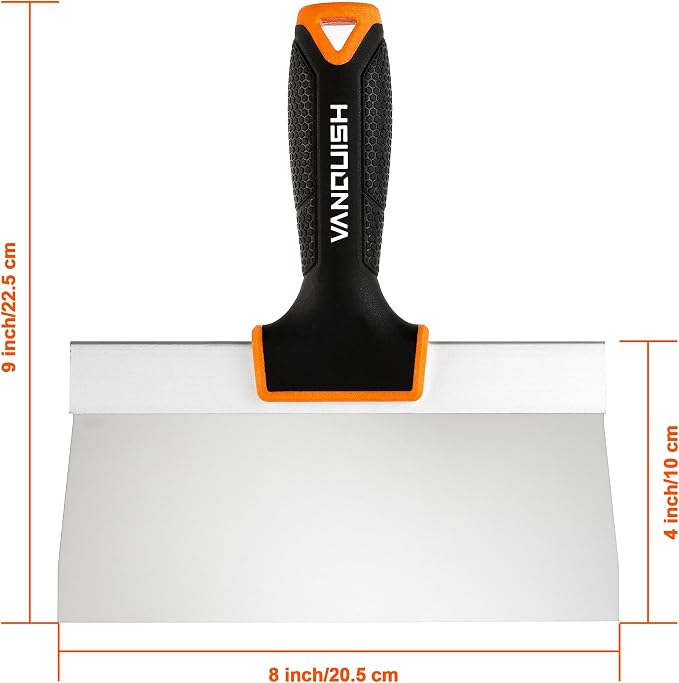 VANQUISH 8 Inch Stainless Steel Drywall Taping Knife, Soft Grip Handle - Image 8
