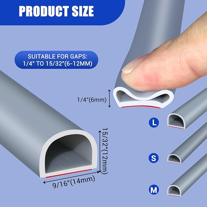 Weather Stripping Door Seal, Self Adhesive Silicone D Shaped Weather Strip - Image 2
