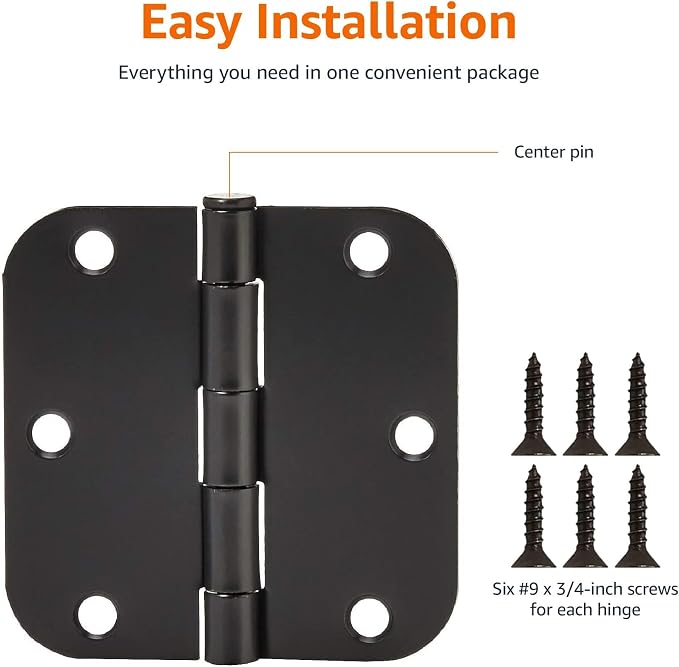 Amazon Basics Sturdy Rounded 5/8 Radius Interior Door Hinges - Image 2