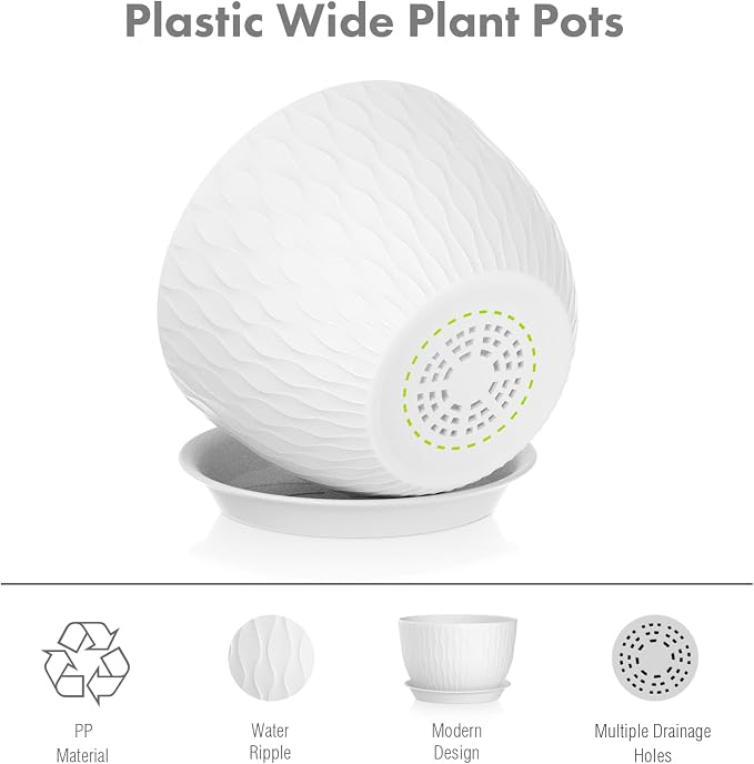 Meowell 12/10/9 inch Large Plant Pots, 3 Pack Wide Flower Pots - Image 4