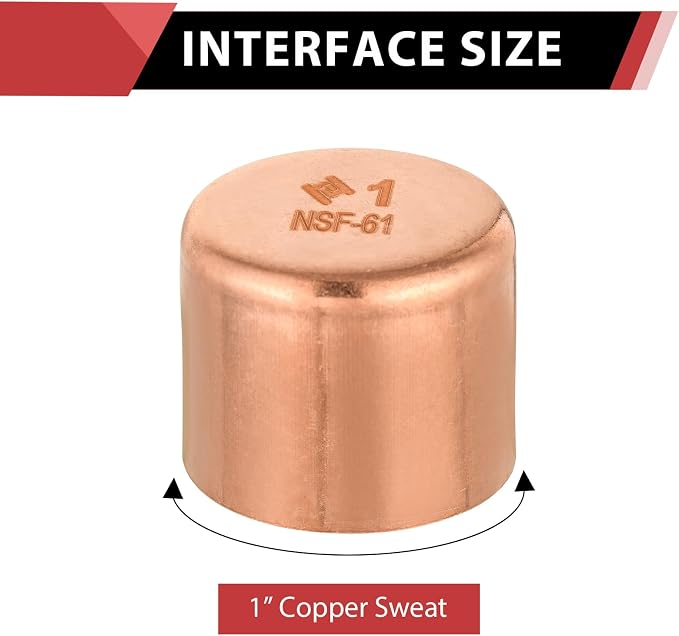 10 Piece EFIELD 1-inch Solder Copper Pipe End Cap | Copper Plumbing Fittings - Image 2