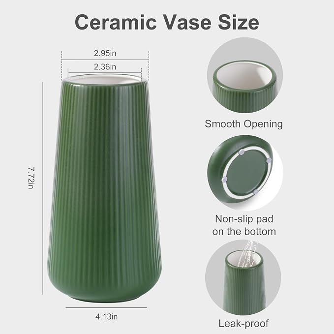 Alpinegreen Ceramic Vase, GUKJOB Small Cute Flower Vase - Image 2