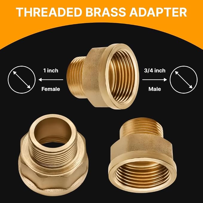Adapter 3/4" Male x 1" Female Threaded Brass Construction – NPT Pipe Fittings - Image 2