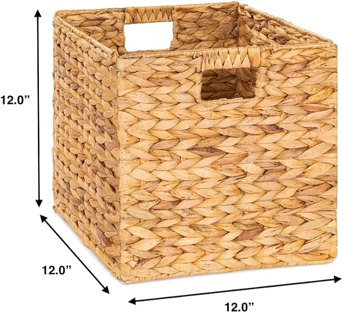 M4DECOR 12x12x12 Storage Cube, Water Hyacinth Storage Baskets, Wicker Storage - Image 2