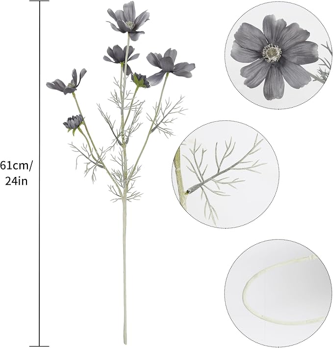 6PCS Cosmos Silk Flowers 24''Fake Wild Flowers Artificial Flowers Arrangement - Image 3