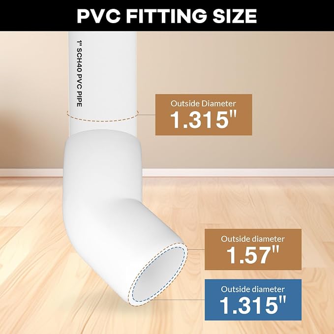 12-Pack 1 inch 45 Degree Elbow PVC Fitting, 2 Way Furniture Grade Pipe Connector - Image 2