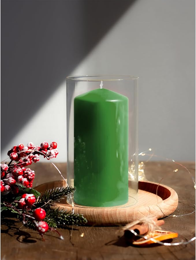Green Pillar Candles Set of 3 - Image 5