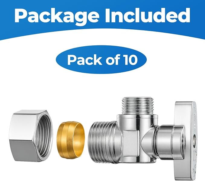10 Pack Angle Stop Valve, 1/4 Turn Water Shut Off Valves, 1/2" Nominal - Image 8