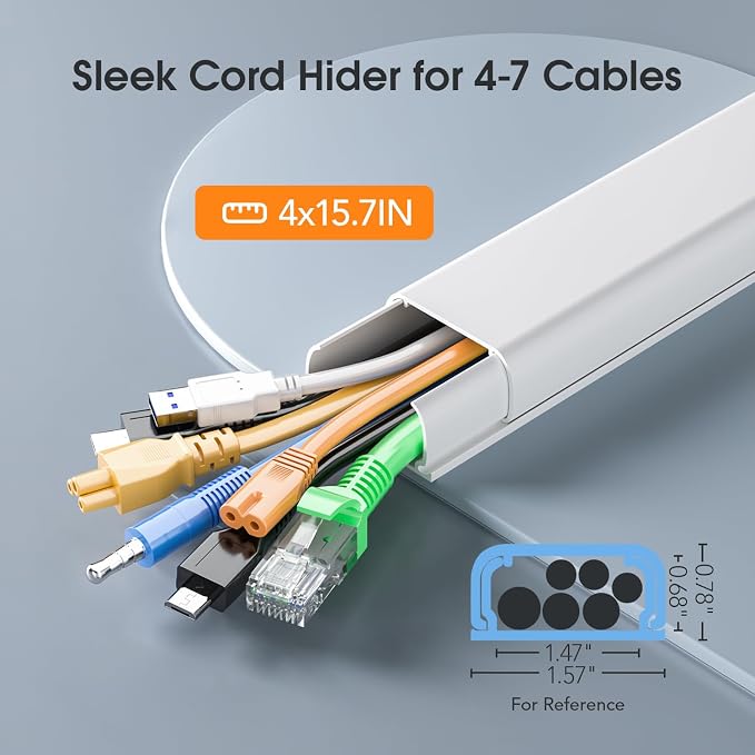 Delamu Cord Covers for 4-7 Wires on Wall, 62.8in Cord Hider Cable Hider - Image 2