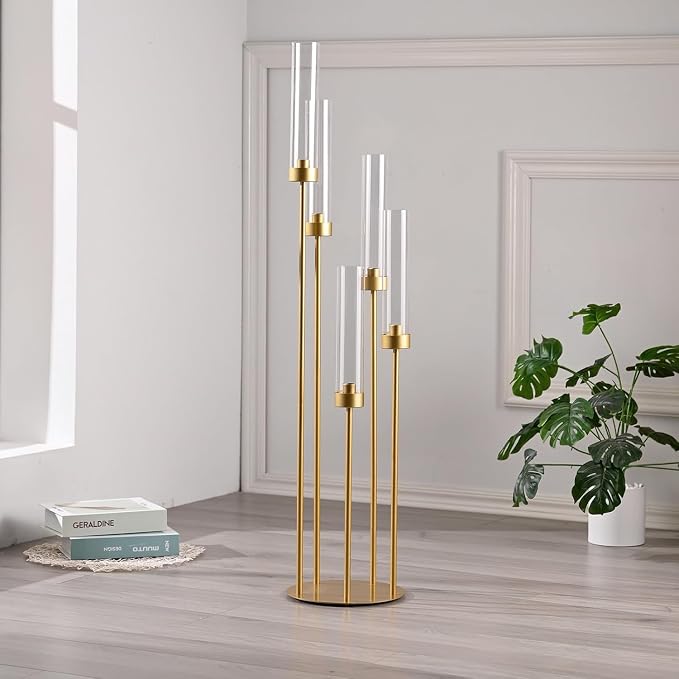 6PCS 5 Arm Candle Holder for Wedding Table, 39.4'' Tall Gold Floor Candelabra - Image 8