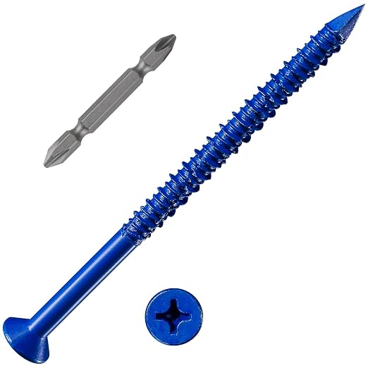Wensilon 1/4''x4 Concrete Screw Anchor Blue Flat Head by Wensilon