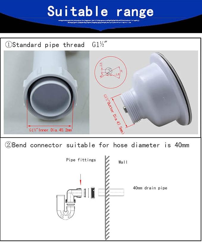Talea Double Kitchen Sinks Drain Pipe Kit Drain Pipe Rear Hard Tube - Image 4