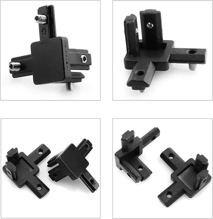 4-Pack Black 2020 Series 3-Way End Corner Bracket Connector, - Image 2