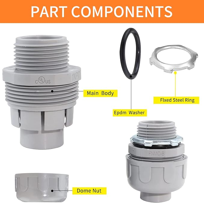 3/4 Inch Liquid Tight Connector PVC Electrical Conduit Fittings Straight 180 - Image 3
