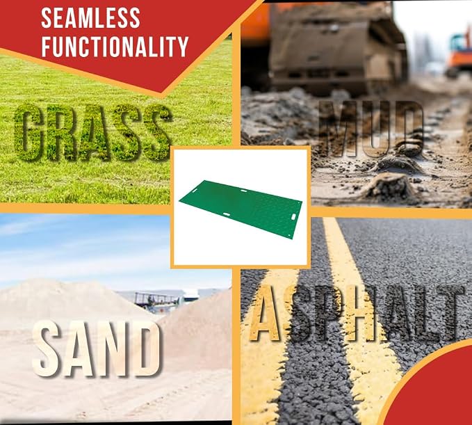 10 Pk 3' x 8' - 1/2" Thick Heavy Duty Green Ground Protection Mats - Easily - Image 7
