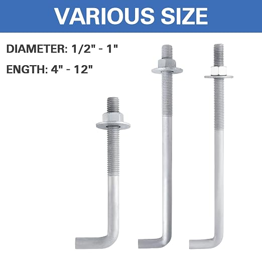 1/2” x 12” Concrete Anchor Bolts L Shaped, Hot-Dip Galvanized - Image 5