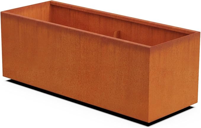 Large Rectangular Planters for Outdoor Plants 48x18x18 Corten Steel Planter | by Plantercraft