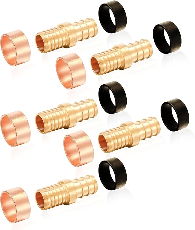 5PC HeSun 1/2" PEX Crimp X 1/2" PB Polybutylene Transition Coupling | Brass by HeSun