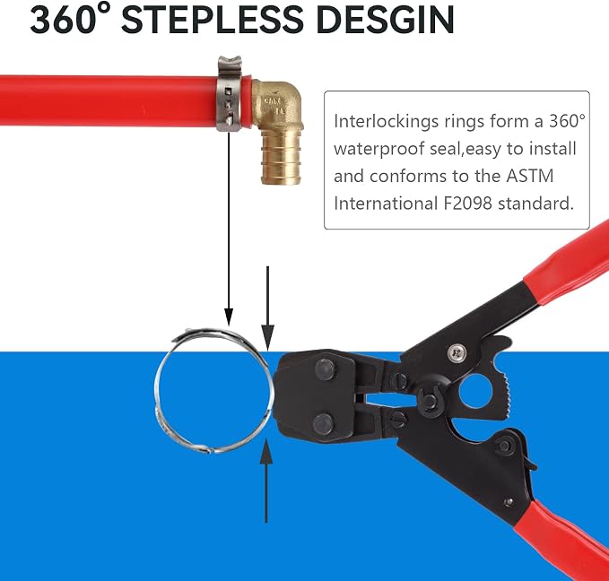 100 Pack GUOFIS 3/4 Inch Pex Cinch Clamp Rings, Premium 304 Stainless Steel | - Image 4