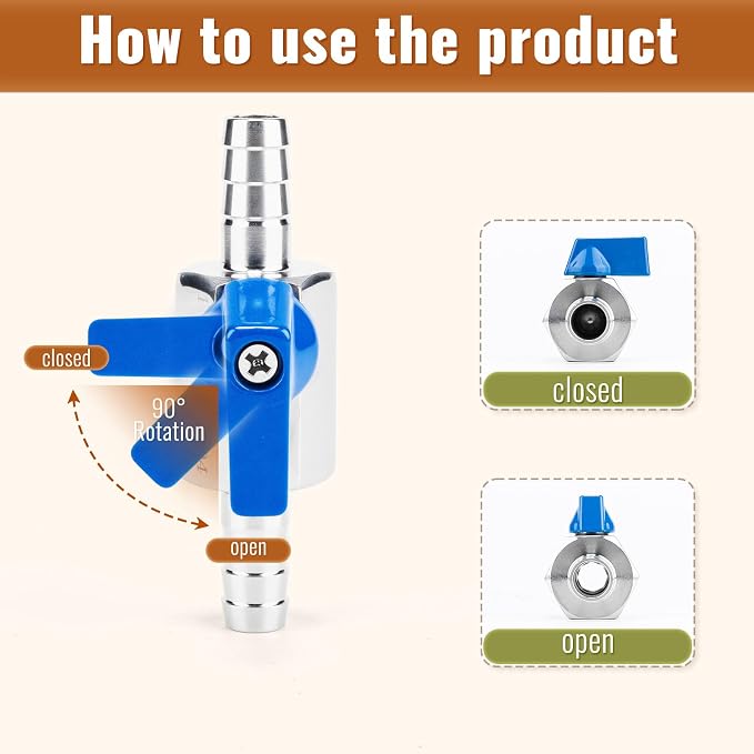 2Pack 1/2" Hose ID Barb Mini Ball Valve, 304 Stainless Steel Small Shut Off - Image 4