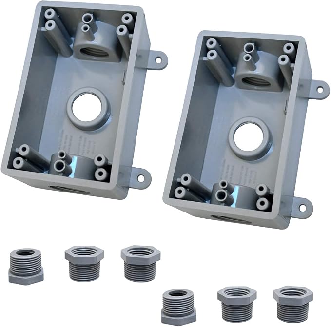Electrical Box, Weatherproof PVC Outlet Box, 1/2" & 3/4" Threaded, 1/2" & 3/4" - Image 6