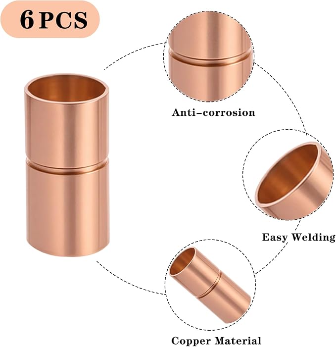 Straight Copper Coupling Fittings, 5/16 Inch Copper Pipe Welding Joint - Image 3