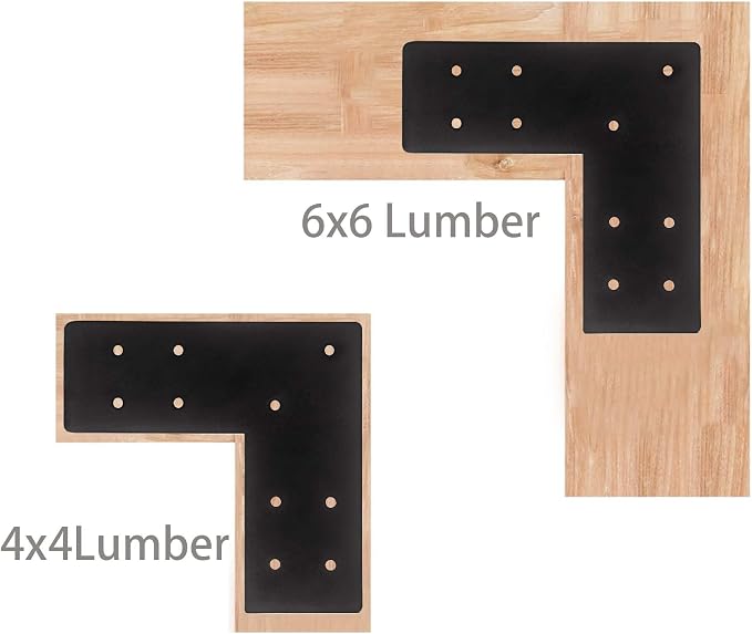 4pcs Heavy Duty Flat L Shape Flat Post Brackets, 7.5x7.5' Black, Wall Mount - Image 5