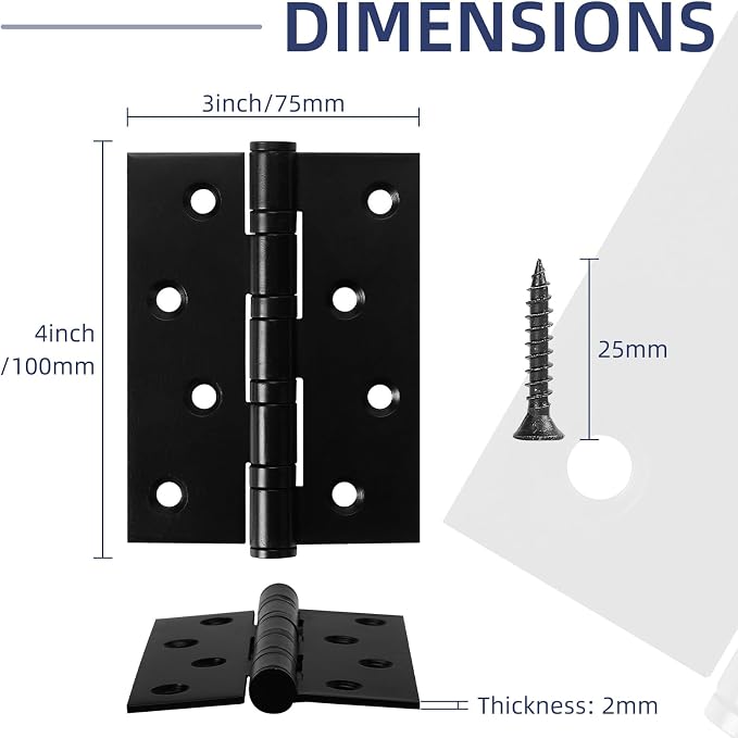6 Pack Ball Bearing Door Hinges - Image 2