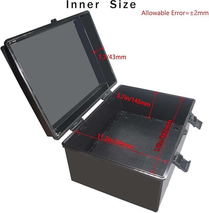 Junction Box, Hinged Black Cover IP67 Waterproof ABS Project Box - Image 3