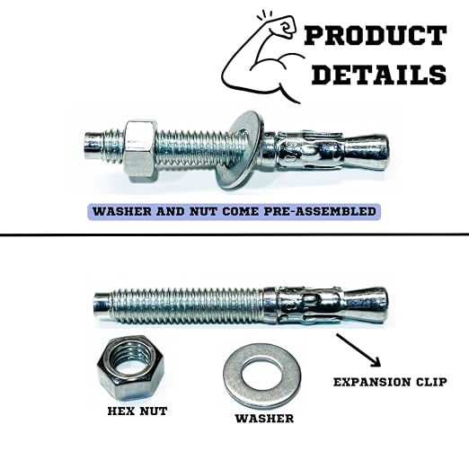 MIGHTY FASTENERS Zinc-Plated Steel Wedge Anchors, 3/8" X 2-3/4" - Image 7