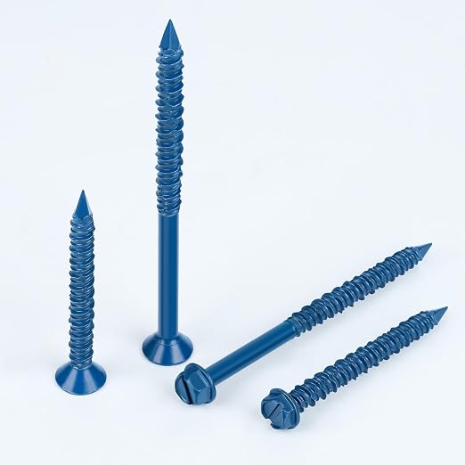 3/16" x 3-1/4" Concrete Screw Anchor Blue Flat Head Screws - Image 7